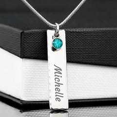 To My Granddaughter - Personalized Birthstone Pendant Gift Set - SS170B